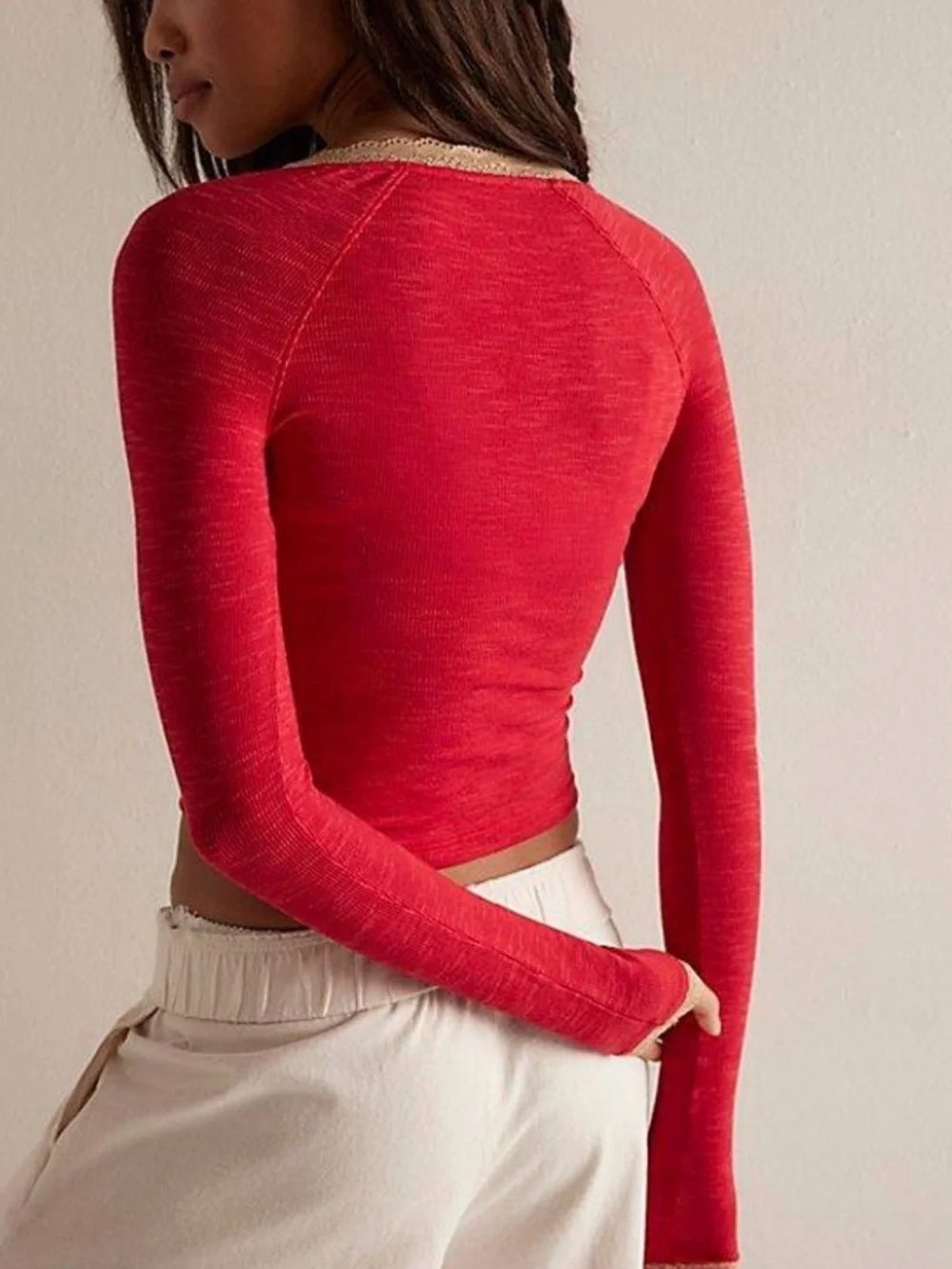 Free People A Little Bit Layering Top. NWT. Tango red